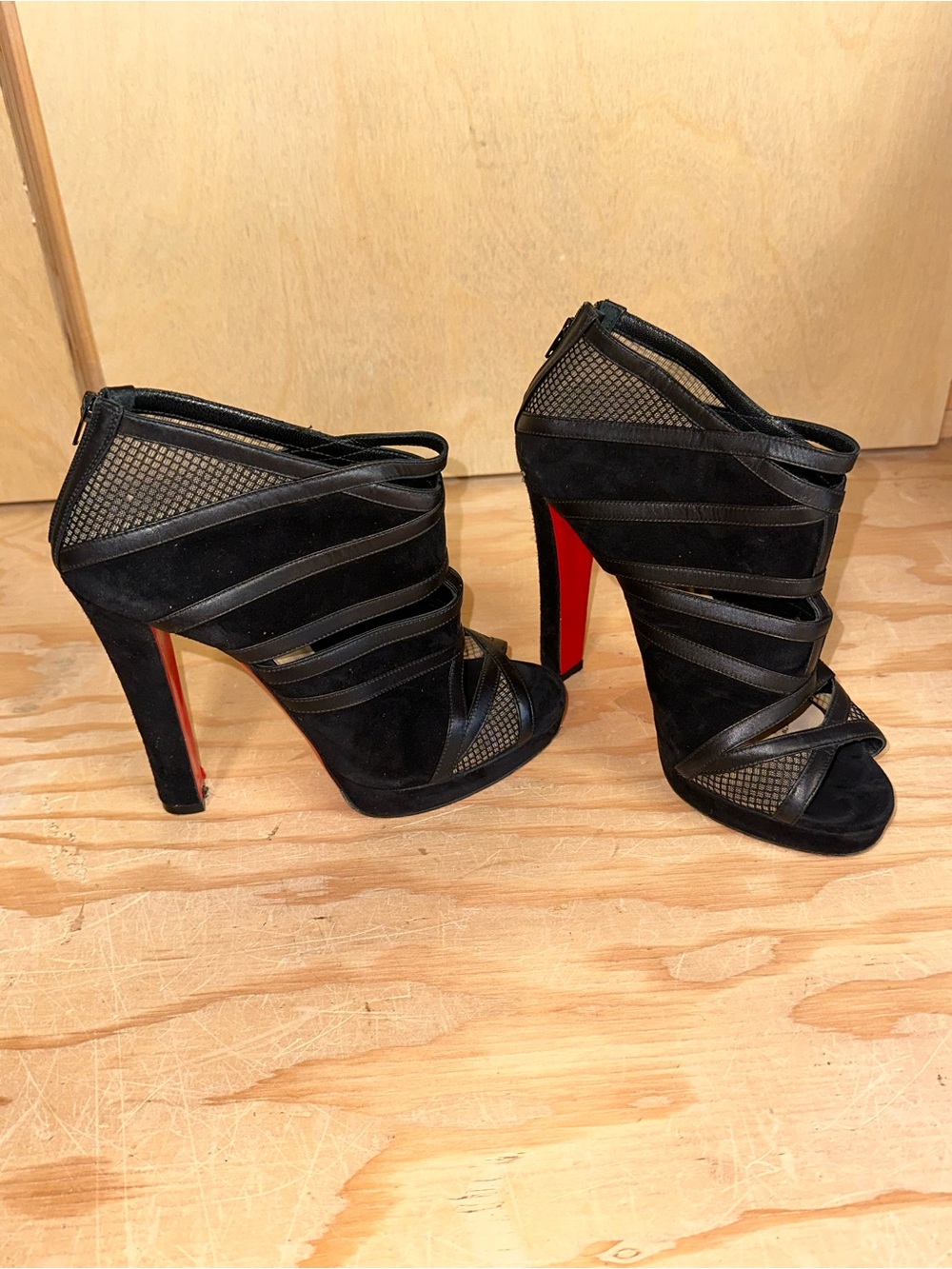 Christian Louboutin Black Suede Commandanta 120 High-Heel Booties